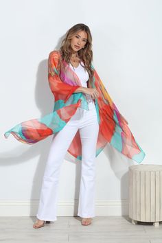 PRODUCT DETAILS: SHEER OVERSIZED SCARF/COVER UP LIGHT WEIGHT CHIFFON VIBRANT AQUA, ORANGE, PINK, CORAL, 100% POLYESTER IMPORTED SKU: F18006-3 This GORGEOUS coverup filled with vibrant colors can be worn as a cover up or a scarf. ❤️ Spring Beachwear Chiffon Cover-up, Spring Chiffon Beachwear Cover-up, Multicolor Flowy Wrap Cover-up, Chiffon Beach Cover-up For Spring, Spring Chiffon Beach Cover-up, Flowy Multicolor Wrap Cover-up, Red Long Cover-up For Spring, Red Long Spring Cover-up, Long Red Cover-up For Spring