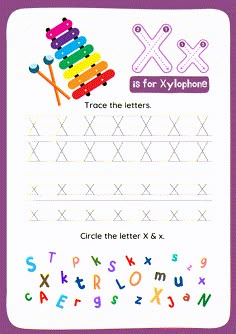 the letter x is for xylophone trace the letters circle the letter x & x