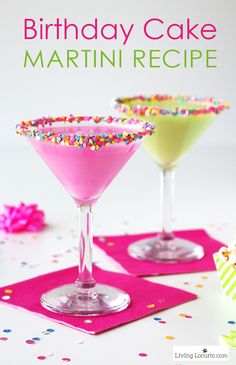 birthday cake martini recipe with sprinkles in glasses