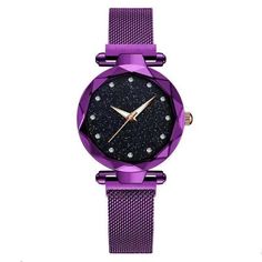 Purple Watch, Sky Watch, Star Watch, Purple Lady, Gold Watches Women, Bracelet Watches Women, Womens Watches Luxury, Diamond Quartz, Women Watches