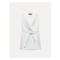 Lapel collar vest. Front welt pockets. Front double breasted button closure with self-belt. Elegant V-neck Vest For Day Out, Summer Workwear Vest Outerwear, Chic Belted Summer Outerwear, White V-neck Vest With Pockets, Elegant Belted Outerwear For Day Out, Elegant Vest For Fall Day Out, Elegant Fall Vest For Day Out, Elegant Vest For Day Out In Fall, Chic Lapel Collar Vest For Workwear