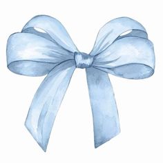 a watercolor drawing of a blue bow