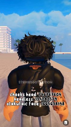 an animated character is standing on the beach with his arms crossed and looking at the camera