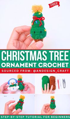 christmas tree ornament crochet project with instructions for beginners to make