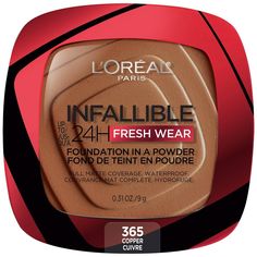 Demand more from longwear! Infallible up to 24hr fresh wear foundation-in-a-powder covers like a liquid a mattifies with no cakey look. The weightless powder texture gives full coverage and a natural, matte finish that looks fresh hour after hour. The formula feels breathable and weightless leaving skin feeling comfortable for up to 24hrs. With a blurring effect and all day matte finish, this powder evens skin tone with no transfer. It is waterproof, heatproof and sweatproof. Available in 16 sha L Oreal, Foundation, Paris, Skin, Makeup, Make Up