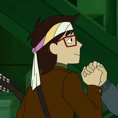 an animated image of a man with glasses and a bandanna on his head holding a guitar