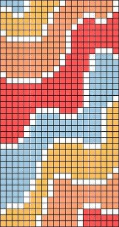 a cross stitch pattern with different colors and shapes on the bottom half of each square