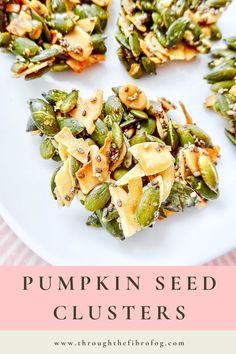 pumpkin seed clusters on a white plate