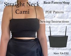 Straight Neck Cami Crop Tank Top Digital PDF Sewing Pattern | Etsy Baby Tank, Fun Shirt, Crop Tank Top, Clothes Patterns, Rolled Hem, Sewing Basics, Pdf Sewing Patterns, Crop Tshirt