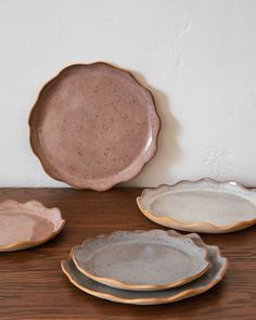 Scalloped Handmade Stoneware Plates - Lone Fox Ceramic Charger Plates, Pottery Design Inspiration, Stoneware Serving Dishes, Pottery Wheel Plates, Pottery Hand Made, Ceramic Serving Plate, Handmade Pottery Ideas Inspiration, Handmade Ceramic Plate, Wheel Thrown Plates