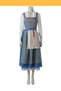 the beauty and the beast costume is shown in two different pictures, one with an apron on