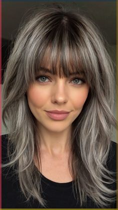 💇 Tired of your current look? Complement your face shape with this Long Hair Over 50 Older Women With Bangs medium length gray hairstyles with bangs. Learn expert techniques. Easy to maintain and style at home. Click for a step-by-step guide! #HairGoals #BeautyTrends #FreshLook #LongHairOver50OlderWomenWithBangsmediumlengthgrayhairstyleswithbangs Long Haircuts For Older Women Over 50, Long Haircuts For Plus Size Women, Shoulder Length Gray Hair With Bangs, Medium Length Edgy Hair, Hairstyles For Medium Length Hair With Bangs Over 50 Women, Bangs On Older Women, Over 50 Long Hairstyles For Women, Hairstyles For Plus Size Women Over 50, Long Grey Hair Over 50