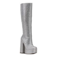 Blemish: Adhesive Overall Excellent Condition Size: 5.5 M Size Type: Regular Style: Heeled Boot Width: M Color: Silver Pattern: Solid Occasion: Dress Details: Embellished Boot Height: 16 Heel Type: Block Heel Height: 5.5 Toe Type: Round Insole Material: Fabric Lining Material: Fabric Outsole Material: Rubber Upper Material: Fabric Care Instructions: Spot Clean Only Shoe Information: New Out Of Box Sku: 539130045 Mpn: Js-Sinalla - Please Note: - All Images Are Stock Images. Colors May Vary Slight Knee High Platform Boots, Platform Boots Women, Leather Boots Heels, Leather Western Boots, Leather Boot Shoes, Stiletto Boots, Block Heel Boots, Only Shoes, Jessica Simpson Shoes