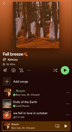 an iphone screen showing the music player for fall breeze