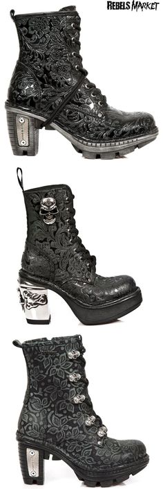 Shop skulls goth boots at RebelsMarket! Boots Goth, Mode Steampunk, Gothic Boots, Goth Boots, Gothic Shop, Jewelry Gothic