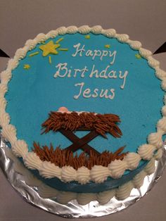 a birthday cake with the words happy birthday jesus on it