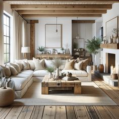 a living room filled with lots of furniture next to a fire place in a fireplace