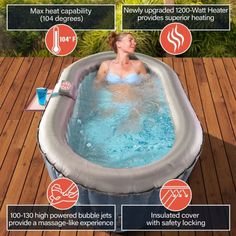 an inflatable hot tub with instructions on how to use it and what not