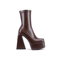 Platform Sock Boots, Brown Platform Boots, High Block Heels, Sock Ankle Boots, Boots Platform, Sock Boots, White Platform, Shoe Size Chart, Platform Boots