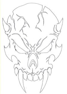 a drawing of a demon's head