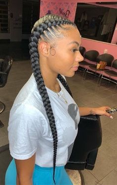 2 Cornrow Braids, Big Cornrow Braids, Two Cornrow Braids, Cornrow Braid Styles, Cornrows Braids For Black Women, Cornrow Braids, Big Box Braids Hairstyles, Feed In Braids Hairstyles