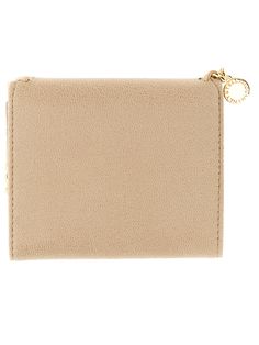 Outside: 100% Vegan fabric Elegant Beige Wallets With Coin Pocket, Elegant Beige Wallet With Coin Pocket, Chic Bifold Coin Purse For Travel, Elegant Beige Coin Purse With Card Slots, Elegant Beige Coin Purse With Interior Card Slots, Chic Wallets With Interior Card Slots, Chic Bifold Clutch With Interior Card Slots, Elegant Bifold Wallets With Zipper Closure, Elegant Compact Wallet With Zipper Closure