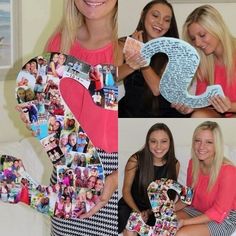 a collage of photos with pictures and bracelets on them, including two women