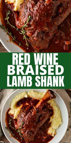 lamb shank recipe Povatetsa Bread Recipe, Red Wine Lamb Chops, Best Lamb Shank Recipe Slow Cooker, Lamb Leg Shank Recipe, Wine Braised Lamb Shanks, Red Wine Braised Leg Of Lamb, Braised Lamb Recipes, Gourmet Meat Recipes, Lamb Shanks Slow Cooker Red Wine