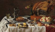 a painting of food on a table