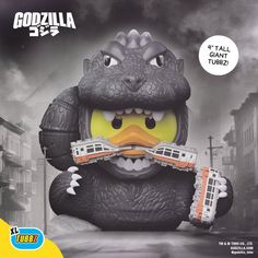 Sideshow and Numskull present the Godzilla Tubbz XL Collectible Figure.

Prepare for a monster-sized splash with the mighty Godzilla, reimagined as an adorable TUBBZ collectible! With a menacing expression and crushing a train carriage between his powerful jaws, the King of the Monsters radiates raw power, even in rubber duck form! Spikes Fashion, Crash Bandicoot, Dark Horse Comics, Stanley Kubrick, Assassin’s Creed, Train Car, Movie Monsters, Chewbacca