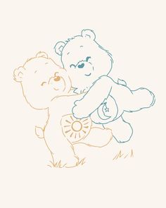 a drawing of two teddy bears playing with each other