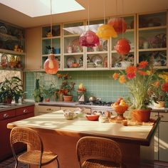 a kitchen filled with lots of pots and pans on top of a stove top oven