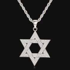 Men Women CZ Silver Jewish Star of David Pendant Necklace Punk Jewelry Chain 24" | eBay Men Chain, Jewish Star, Star Of David Pendant, Jewelry Chain, Daily Jewelry, Punk Jewelry, Protection Necklace, Men Jewelry, Necklace For Men