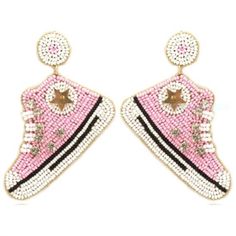 Thanks For Checking Out Our Fabulous Posh Closet!! All Of Our Items Are New With Tags! Never Worn Or Used <3 - Description: Eye-Catching Earrings For Every Occasion. Make A Statement In These Fun Sneaker Beaded Earrings. Lightweight Beaded Design. Felt Backing. Make Them Super Comfortable To Wear.Approximately 2.5". - We Ship From Multiple Warehouses So It's Not Possible For Us To Bundle - Because All Of Our Merchandise Is Brand New And Often Times In Original Packaging, Extra Photos Or Measurem Vintage Clip Earrings, Front Back Earrings, Contemporary Earrings, Beaded Jewels, Pink Sneakers, Best Sneakers, Seed Bead Earrings, Bead Earrings, Gold Plated Earrings