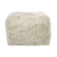 a white sheepskin poufce is shown on a white background and it looks like something out of space