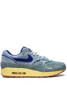 Nike Air Max 1 PRM "Dirty Denim" Sneakers - Farfetch Casual Blue Nike Air Max Lace-up, Nike Air Max 1 Dirty Denim, Blue Air Max Sneakers For Streetwear, Dynamic Nike Air Max Lace-up Synthetic Sneakers, Nike Air Max 1 Concepts Heavy, Denim Sneakers, Sneakers Nike Air Max, Nike T, Tenis Nike