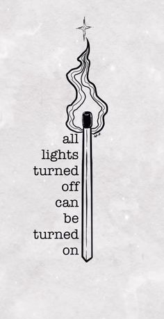 an illustration with the words all lights turned off can be turned on in black and white