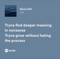 a blue background with white text that reads,'tyna find deeper meaning in nonsense try