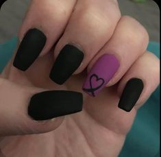 Purple Coffin Nails, Nails Matte Black, Black And Purple Nails, Dark Purple Nails, Black Coffin Nails, Purple Nail Art, Nails Valentines, Lilac Nails, Nails Purple