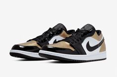 Air Jordan 1 Low ‘Gold Toe’ Nike Air Jordan 1 Low, Nike Air Jordan Retro, Mens Nike Air, Nike Air Jordan 1, Air Jordan 1 Low, Black White Gold, Jordan 1 Low, Air Jordans Retro, Sneaker Collection