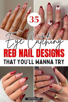 Red nails are fiery and fun. Discover red nail ideas to spice up your next manicure.