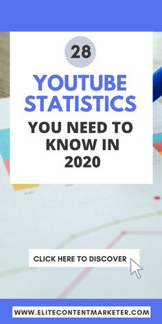 a blue marker with the words 28 youtube statistics you need to know in 2020 on it