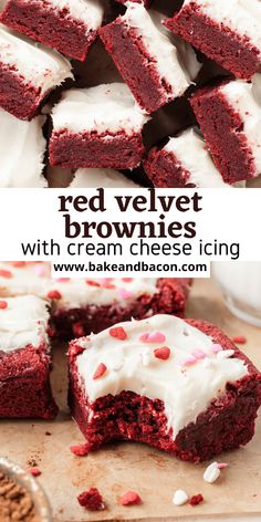 red velvet brownies with cream cheese icing