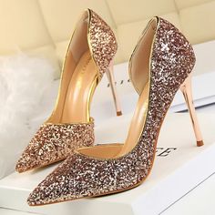 Champagne Pumps Sequin Stiletto High Heels  Women Pumps SizeFoot Length ( cm )2222.52323.52424.52525.52626.52727.528EU/CN Size34353637383940414243444546US Size44.5567899.51010.51111.512Note 1:Size tag of the shoes show Chinese size,which are not the European size.               but they are exactly the same length as the European size which you ordered.Note 2:Colors on your computer monitor may differ slightly from actual product colors,It depend on your monitor settings. Gold Wedding Shoes, Hak Tinggi, Glitter Stilettos, Sequin Heels, Glitter High Heels, High Heel Stiefel, Extreme High Heels, Bling Shoes, Super High Heels