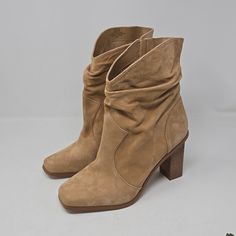 Jessica Simpson Arrla Slouchy Booties Camel Color Brand New Without Box Beautiful Color Zip Side 3.75" Heel Size 9. You Have A Question Don't Hesitate To Ask. Casual Camel Boots For Fall, Beige Suede Booties With Stacked Heel, Casual Beige Suede Heeled Boots, Jessica Simpson Shoes, Camel Color, Jessica Simpson, Bootie Boots, Beautiful Colors, Camel