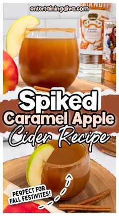 spiced caramel apple cider recipe on a cutting board