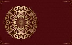 a red and gold background with an intricate design in the middle, on top of it