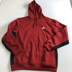 Adidas Climawarm Men's Pullover Fleece Hoodie Red Size XL. Adidas Sports Sweatshirt With Double-lined Hood, Adidas Sweatshirt With Double-lined Hood For Sports, University Red Fleece Sports Hoodie, University Red Fleece Hoodie For Sports, University Red Sports Hoodie With Drawstring Hood, Red Sports Hoodie, Red Moisture-wicking Hoodie For Streetwear, University Red Drawstring Hood Sweatshirt For Sports, University Red Long Sleeve Hoodie For Sports