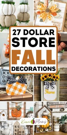 dollar store fall decorations with text overlay