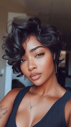 🎨 Discover how to transform your look with this bouncy Black Haircuts Short Haircuts for Black Women. Expert styling guide available for beautiful results! Salon-worthy results at home. Long-lasting results with Must-have accessories. Great for daily wear and includes expert strengthening care tips! #BlackHaircutsShortHaircutsforBlackWomen #Hairbeautifulresults #bouncyHair #HairGoals #HairInspo Black Woman Pixie Cuts, Natural Hair Bob Cut, Black Haircuts, Natural Hair Bob, Short Haircuts For Black Women, Women Pixie Cut, Hype Hair, Character Styles, Short Bobs